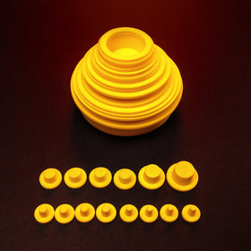 AutoLine Pro plugs arrayed by size demonstrating full 1/8"–4" range for versatility