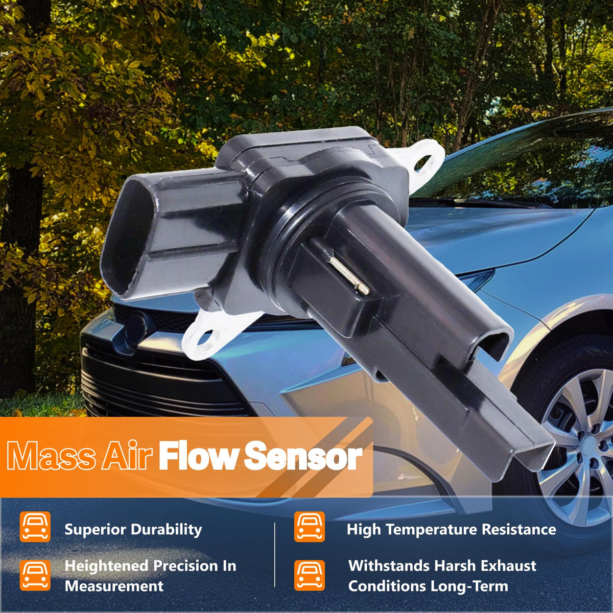 Automost MAF sensor packaging and label showing part number and warranty