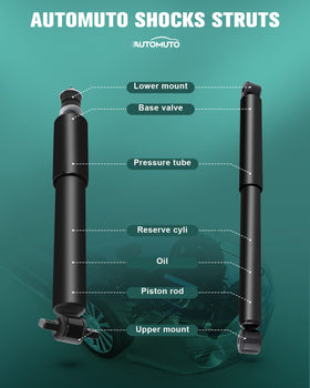 AUTOMUTO shock beside ruler showing correct sizing for straightforward fitment