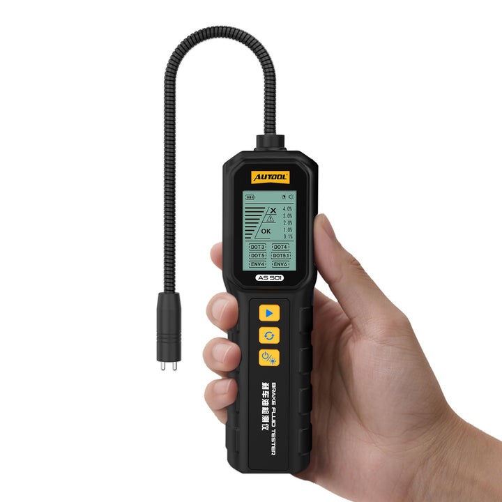 AUTOOL AS501 front panel showing HD display and buttons for clear readings
