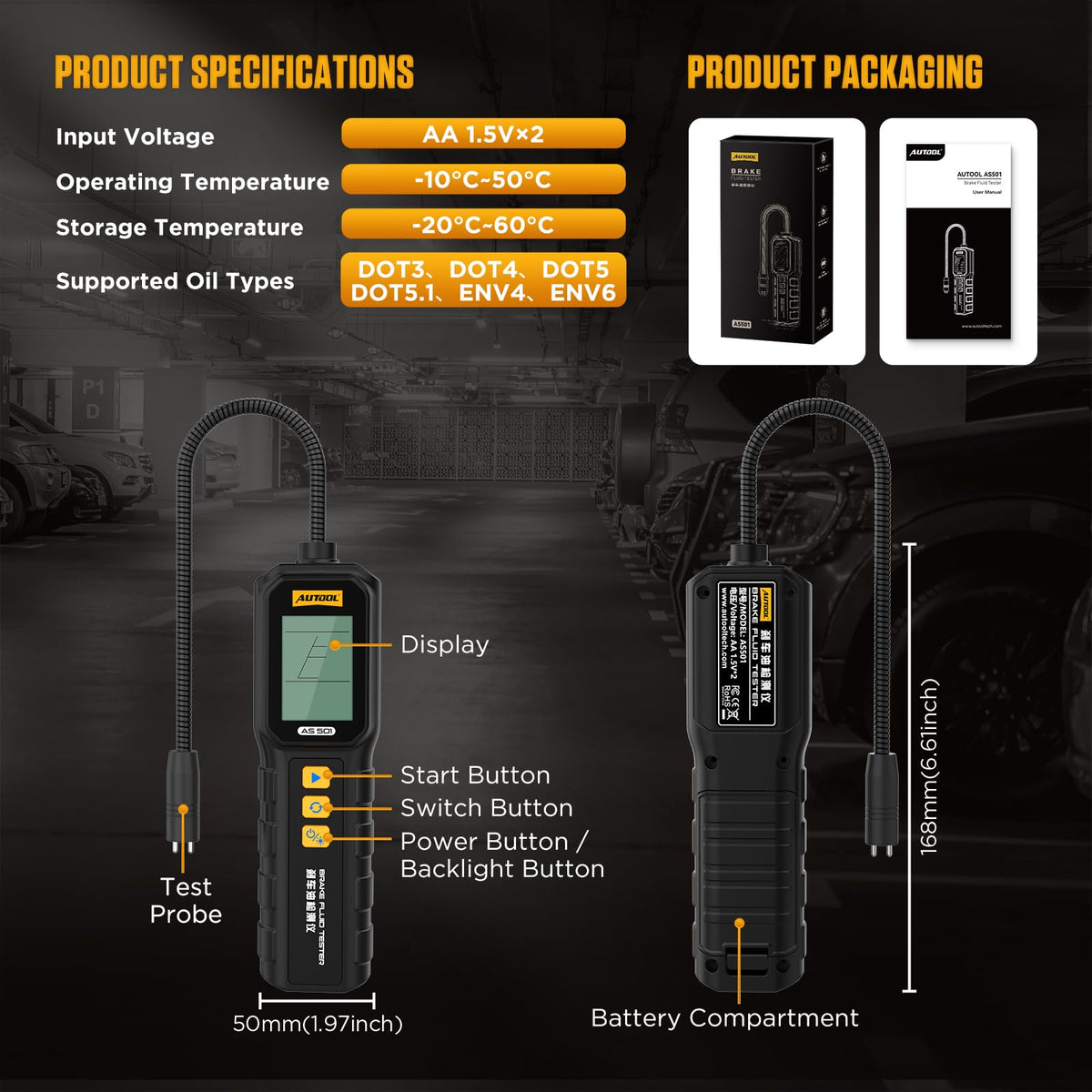 AUTOOL AS501 probe tip and flexible shaft for accurate contact and durability