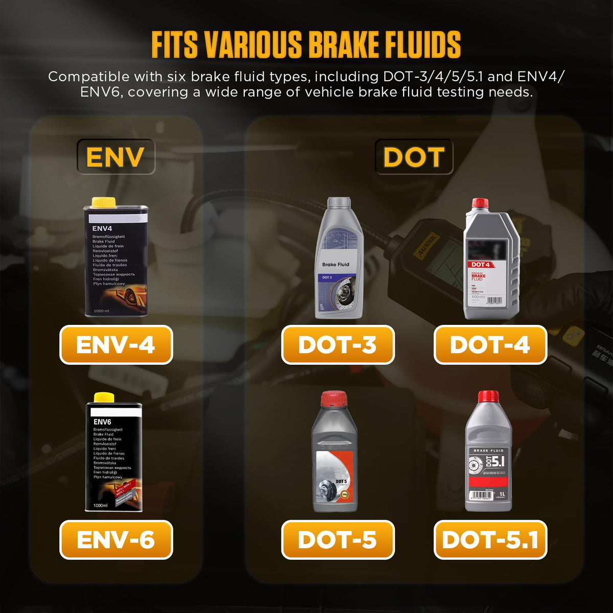 AUTOOL AS501 probe testing brake fluid in bleeder to verify condition