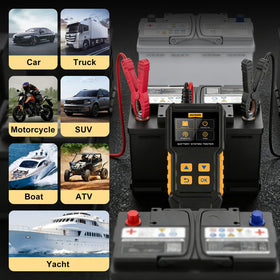 AUTOOL BT360 rear label and ports highlighting safety and specs