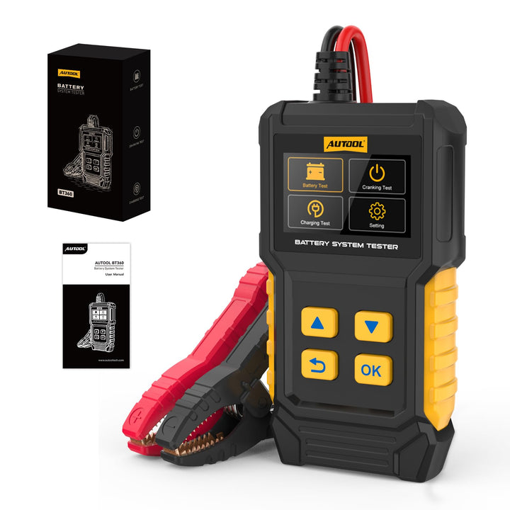AUTOOL BT360 front display showing CCA and SOH readings for immediate decisions