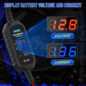 AUTOOL closeup digital readout with clear voltage and current colors for quick checks