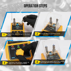 AUTOOL in use testing two spark plugs for fast diagnostic comparison