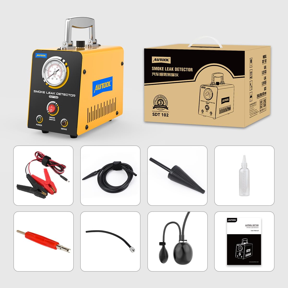 AUTOOL smoke machine staged in a garage for professional diagnostics benefit