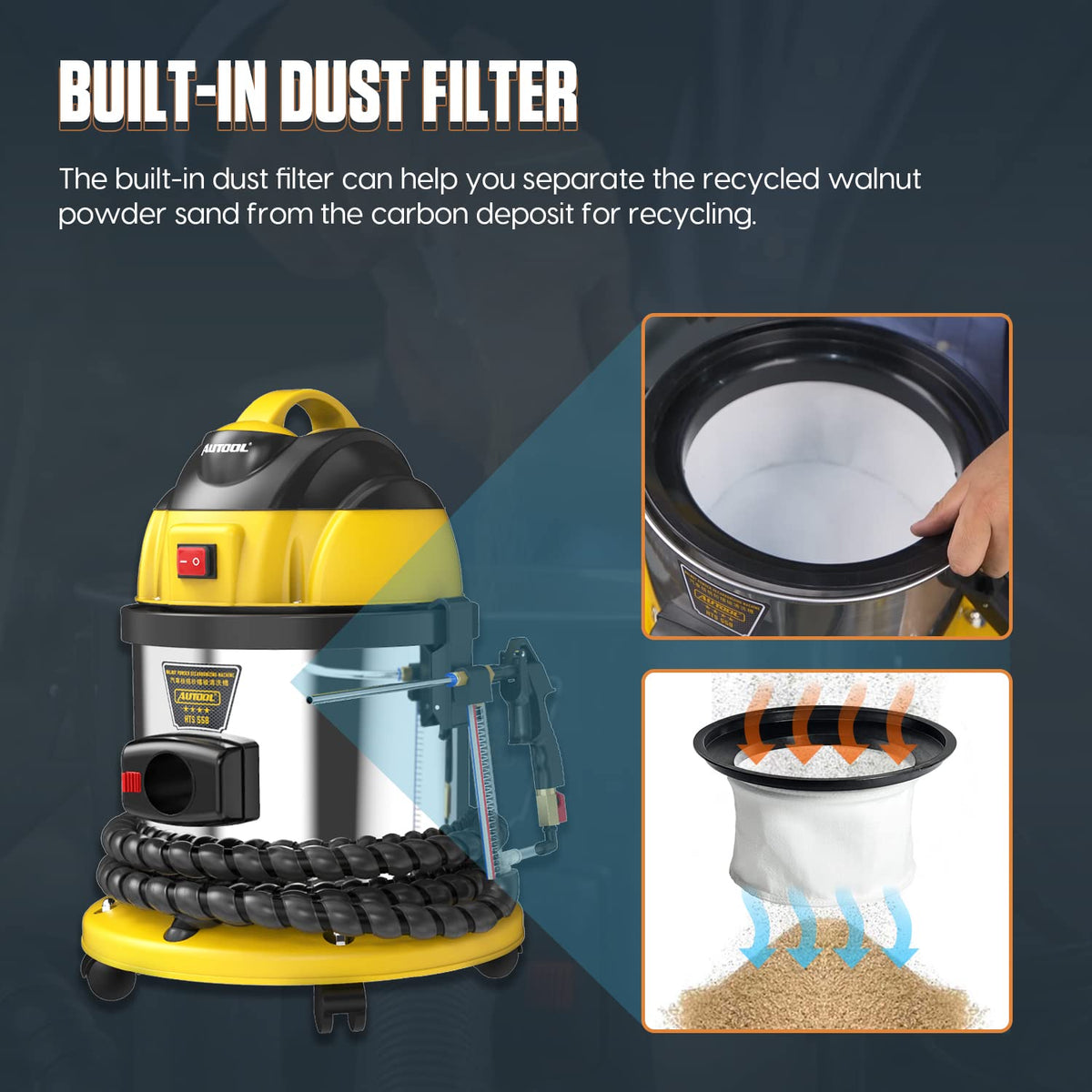 AUTOOL walnut blaster nozzle closeup designed to direct walnut sand precisely