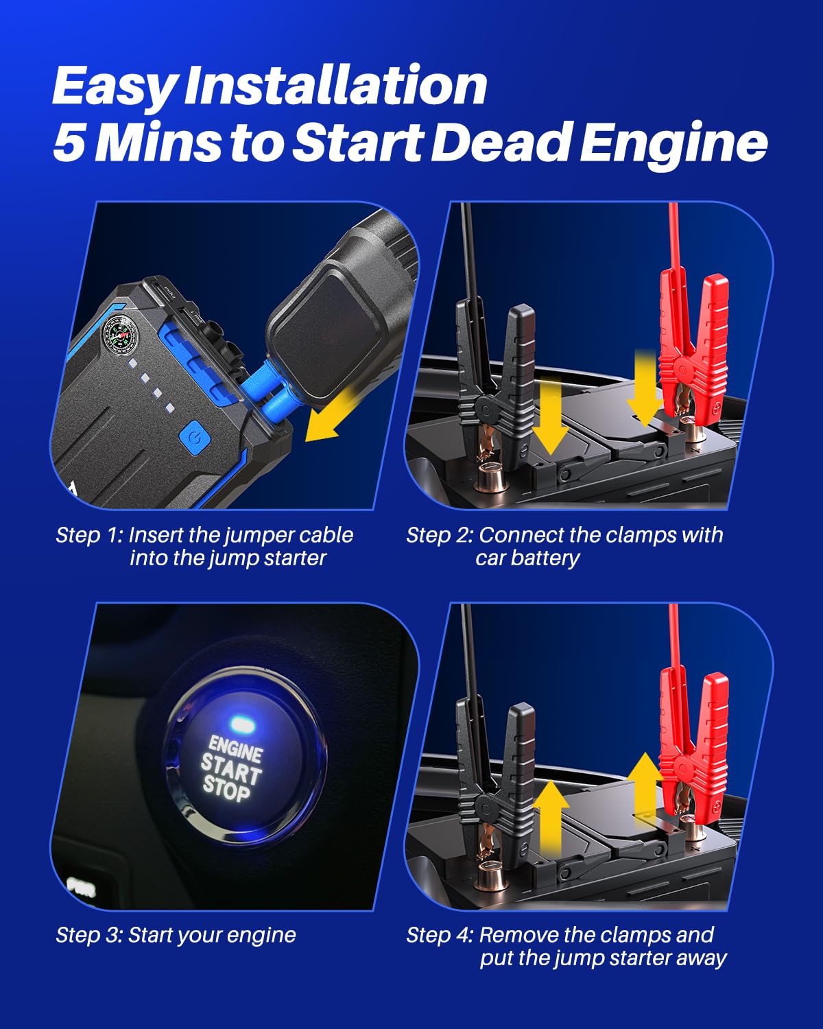 AUTOONE LED light illuminated on unit for roadside visibility and hands-free work benefit