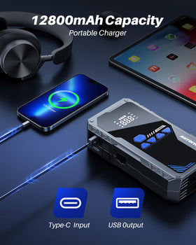 AUTOONE accessory kit laid out with nozzles, hose, and charging cable for convenience