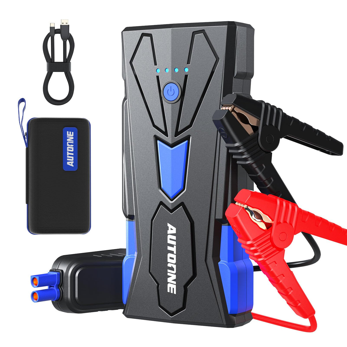 AUTOONE 6000A front packaging showing compact jump starter and benefits