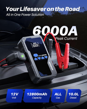 AUTOONE LCD compressor display showing pressure readout and speed benefit