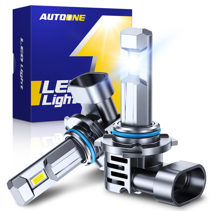 AUTOONE 9005 front view showing bulb face and beam focus for brighter vision