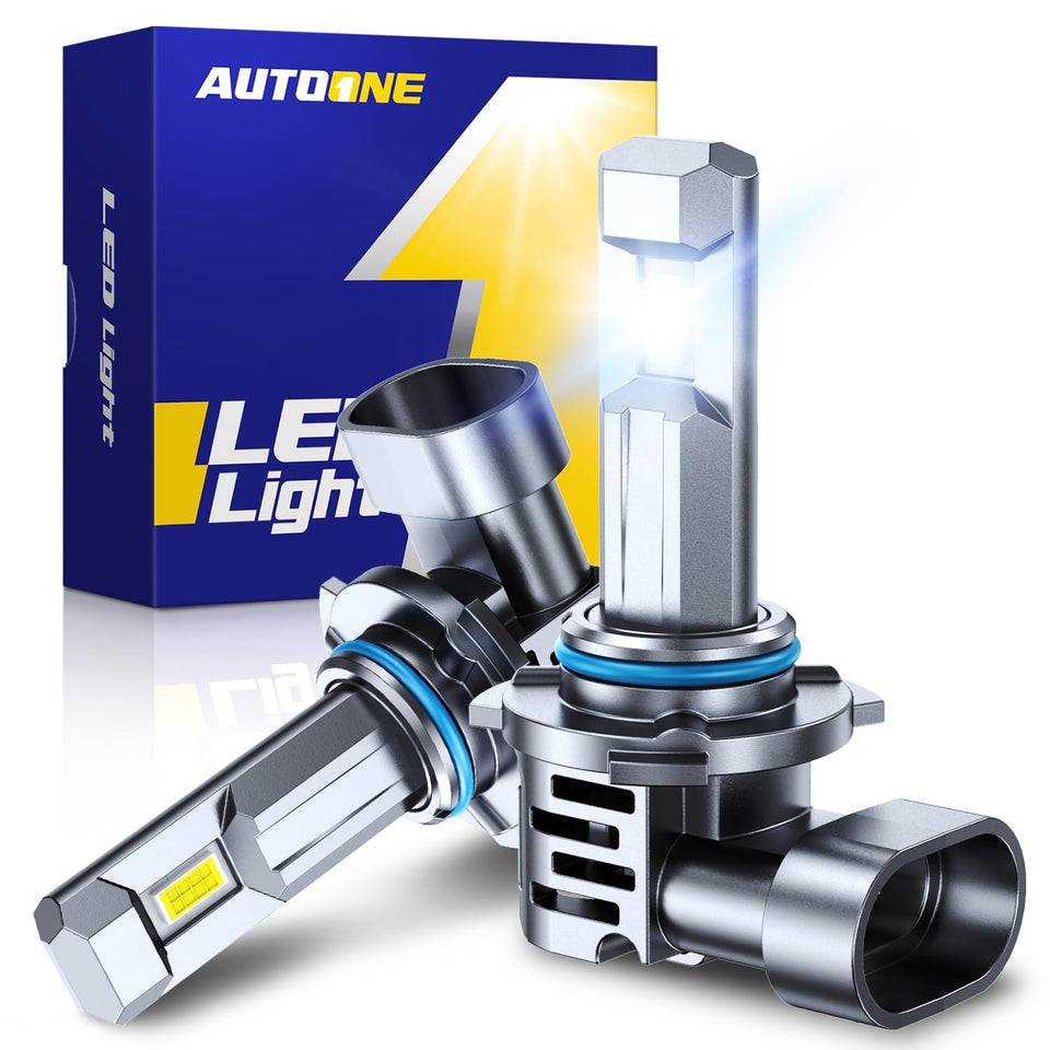AUTOONE 9005 front view showing bulb face and beam focus for brighter vision