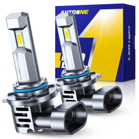 AUTOONE 9005 front view showing bulb shape and connector, improves fit clarity