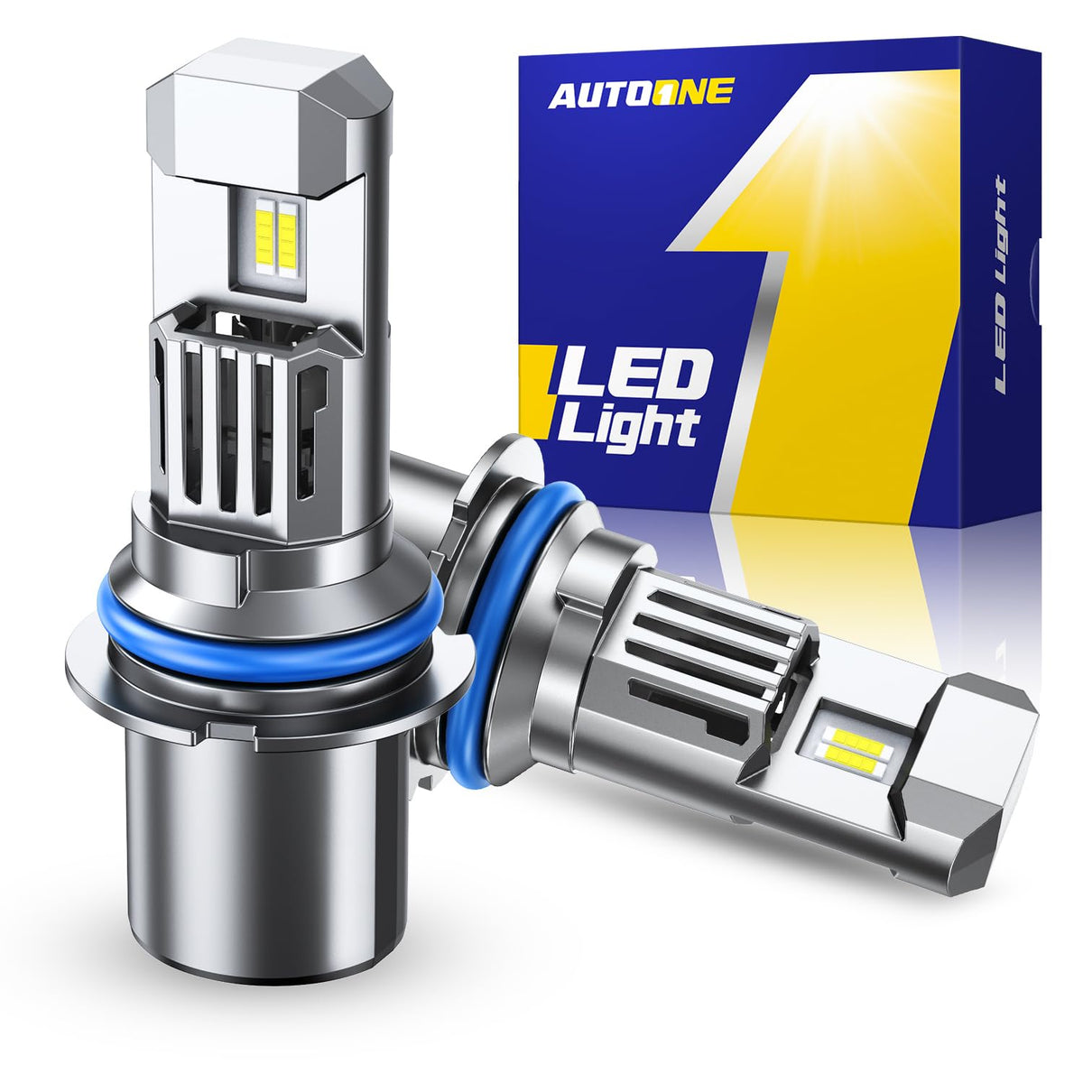 AUTOONE 9007 front view showing bulbs and bright benefit
