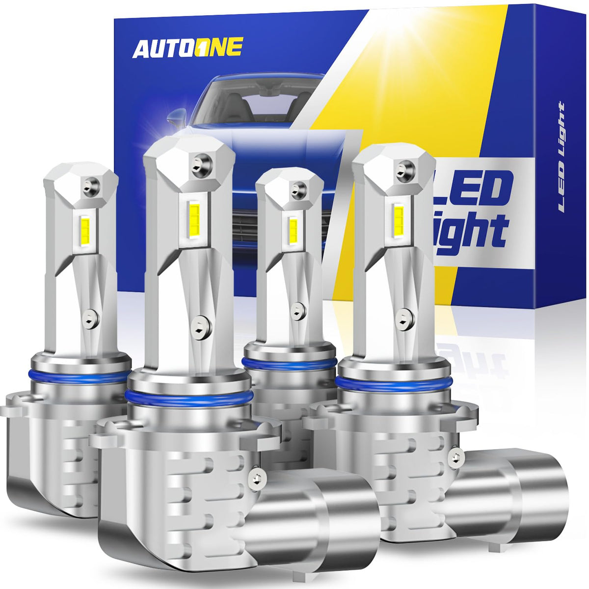 AUTOONE front view of 9005 9006 bulbs showing compact design and brighter output