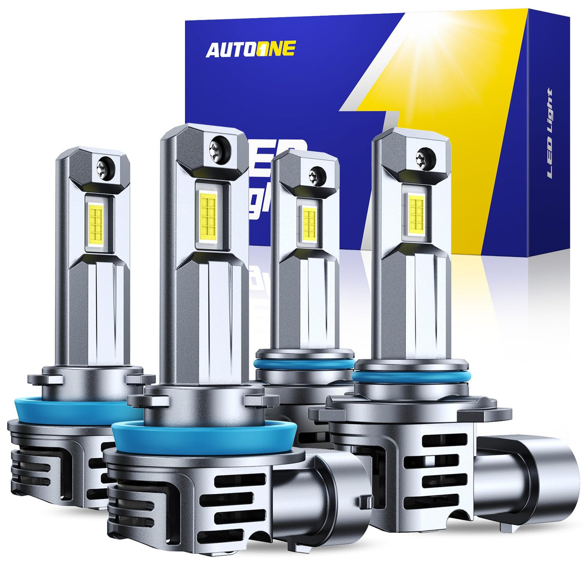 AUTOONE front packaging showing bulbs and benefits clear branding