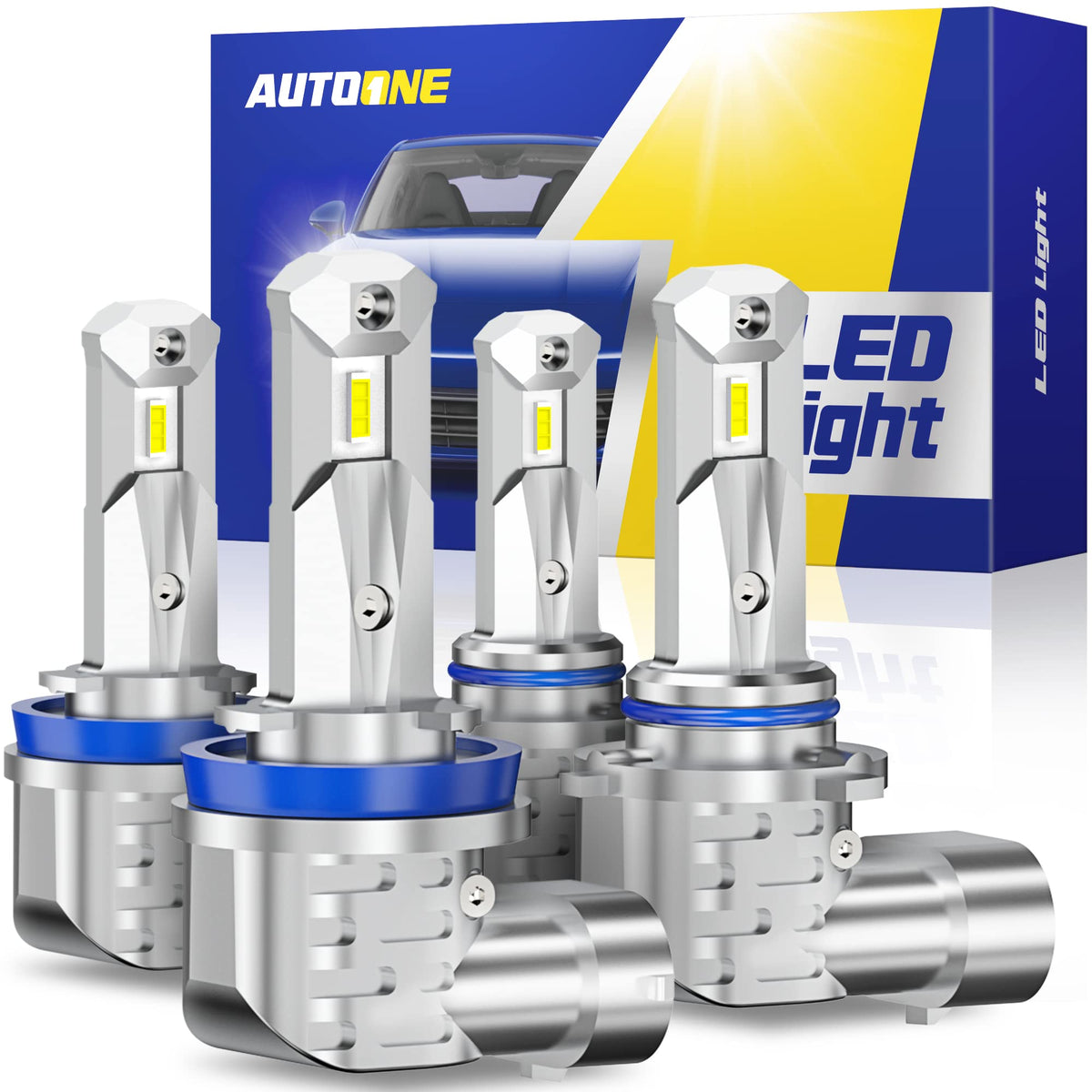 AUTOONE front packaging showing bulbs and specifications for quick selection