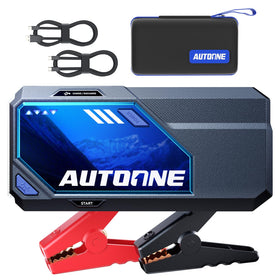 AUTOONE front view showing compact jump starter and controls for quick identification