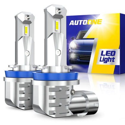 AUTOONE front view pack of two bulbs showing compact plug-and-play design and easy installation