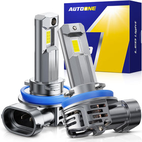 AUTOONE H11 front packaging showing kit and benefits for clearer replacement