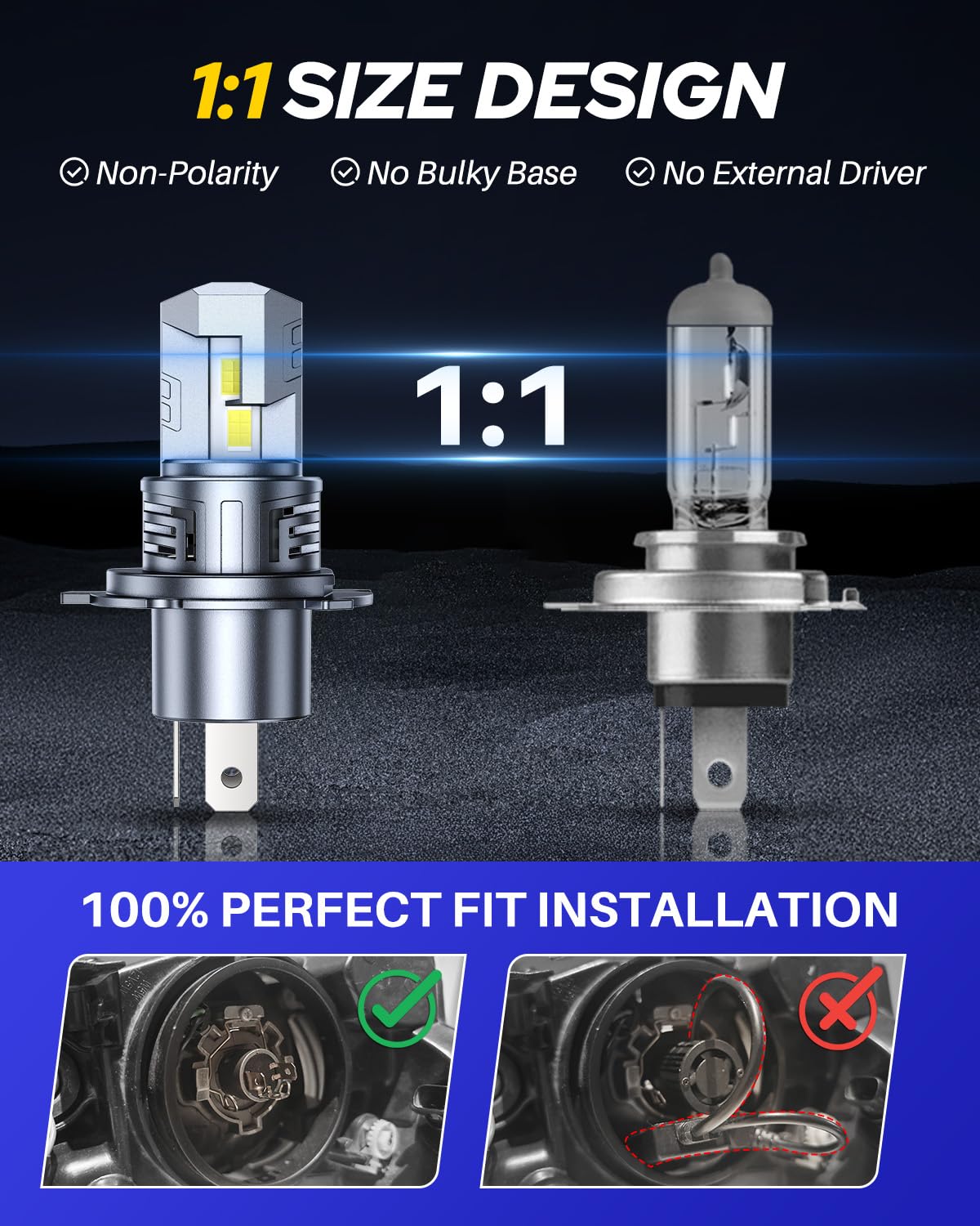 AUTOONE H4 heat sink and cooling fan displaying efficient thermal management benefits
