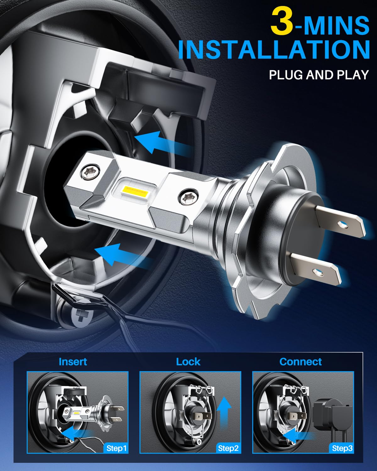 AUTOONE H7 cooler fan and heatsink detail, indicates effective cooling