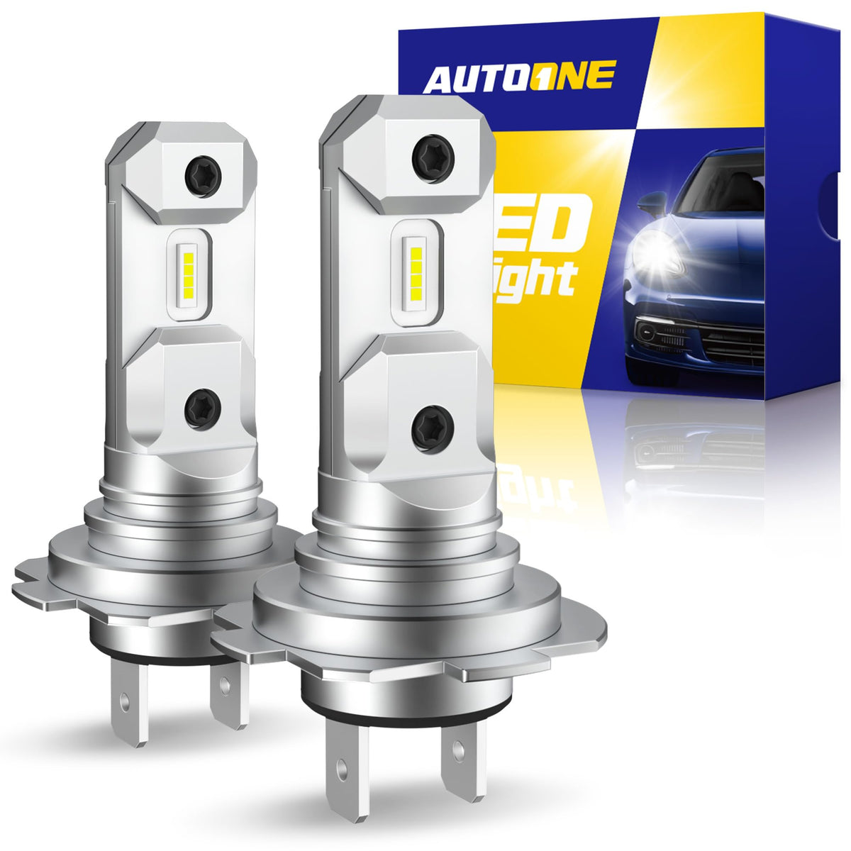 AUTOONE front packaging showing product pair and specs for quick identification
