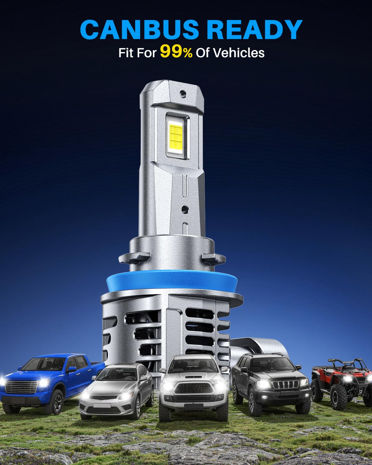 AUTOONE in a nighttime driving lifestyle scene illustrating improved visibility