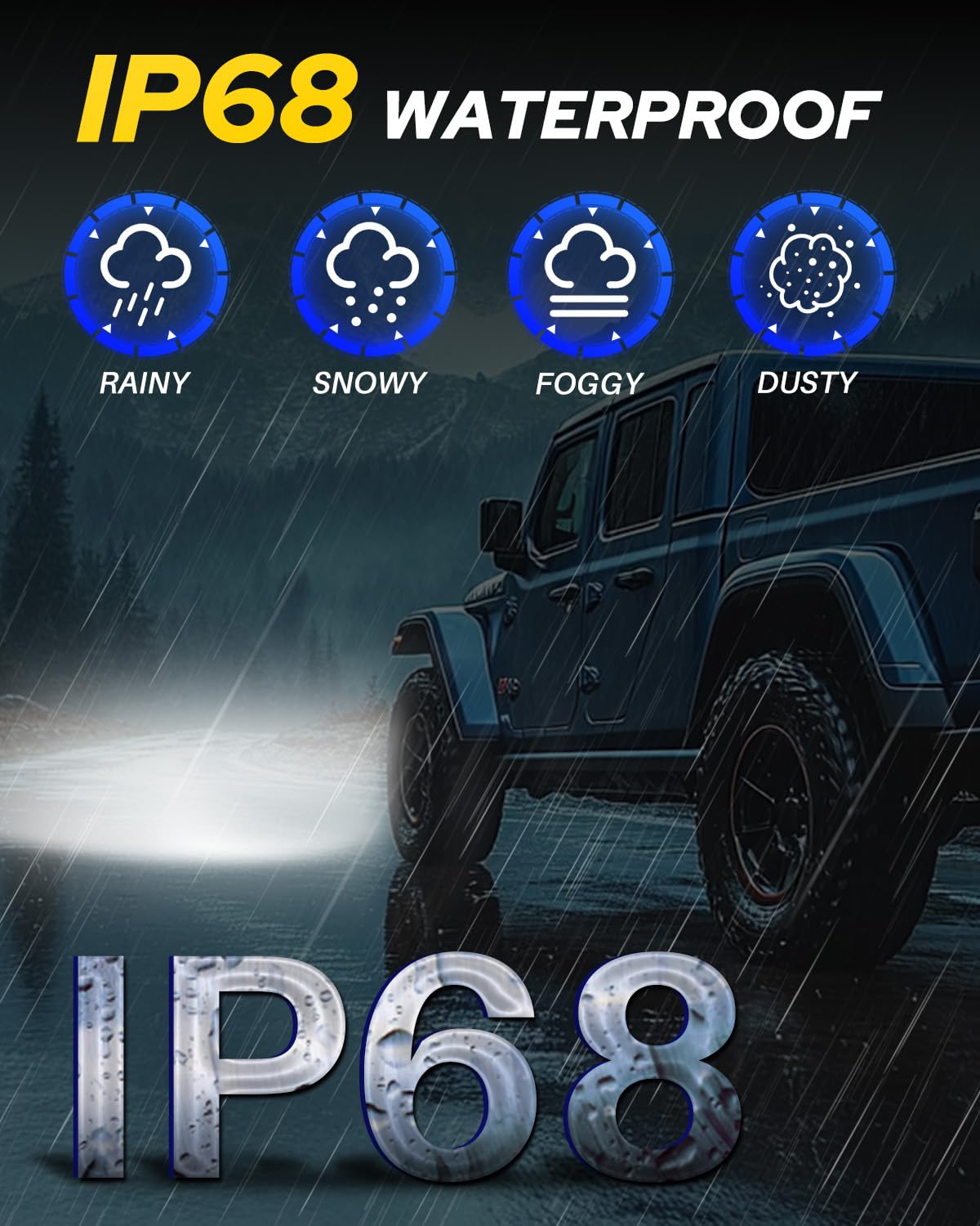 AUTOONE bulbs lighting a night road for improved visibility and safety
