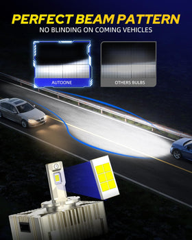 AUTOONE beam pattern on road illustrating brighter farther illumination benefit