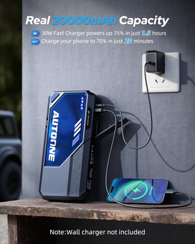 AUTOONE M5 type-c fast charge port visible enabling quick recharge