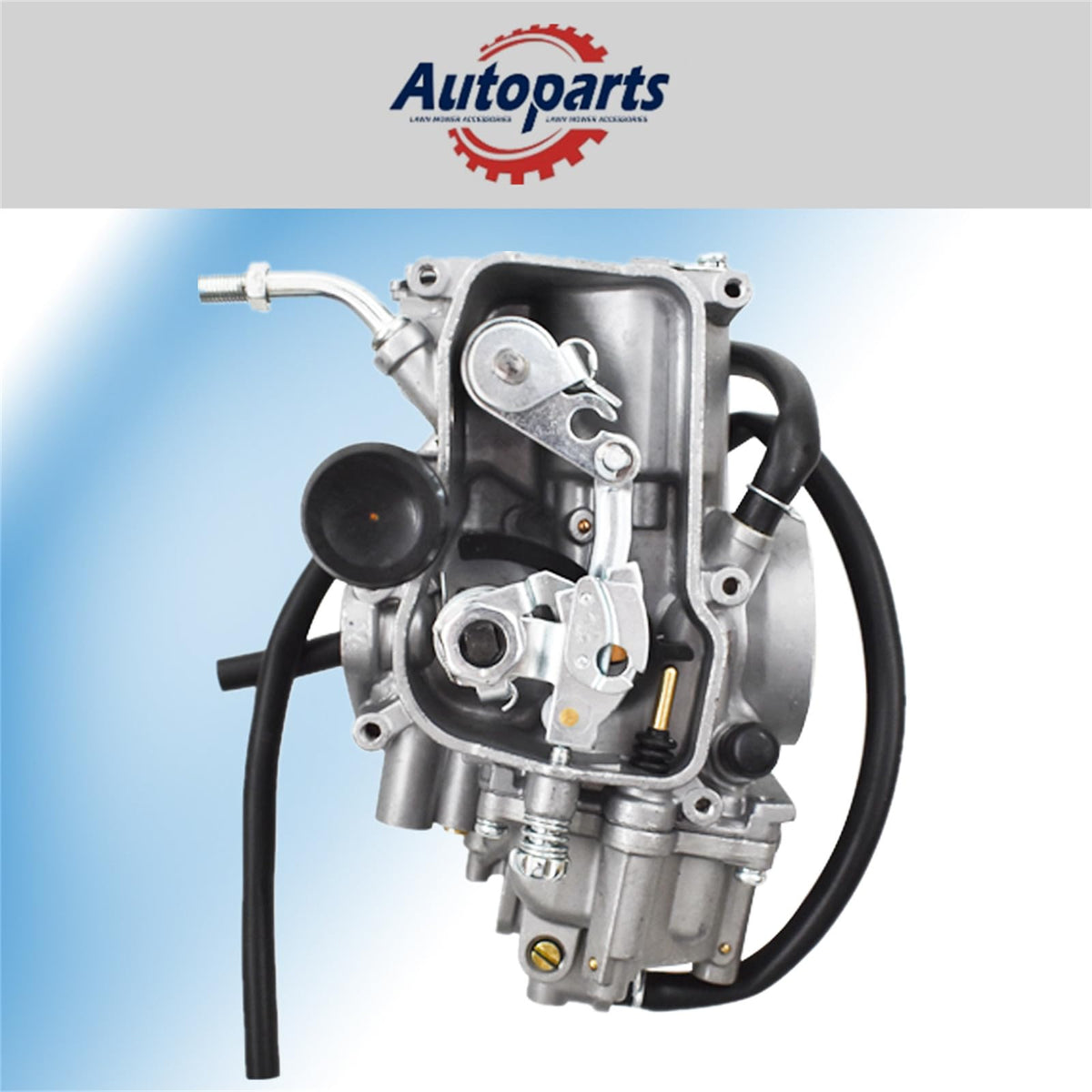 Autoparts carburetor side profile highlighting linkages and durable finish benefit