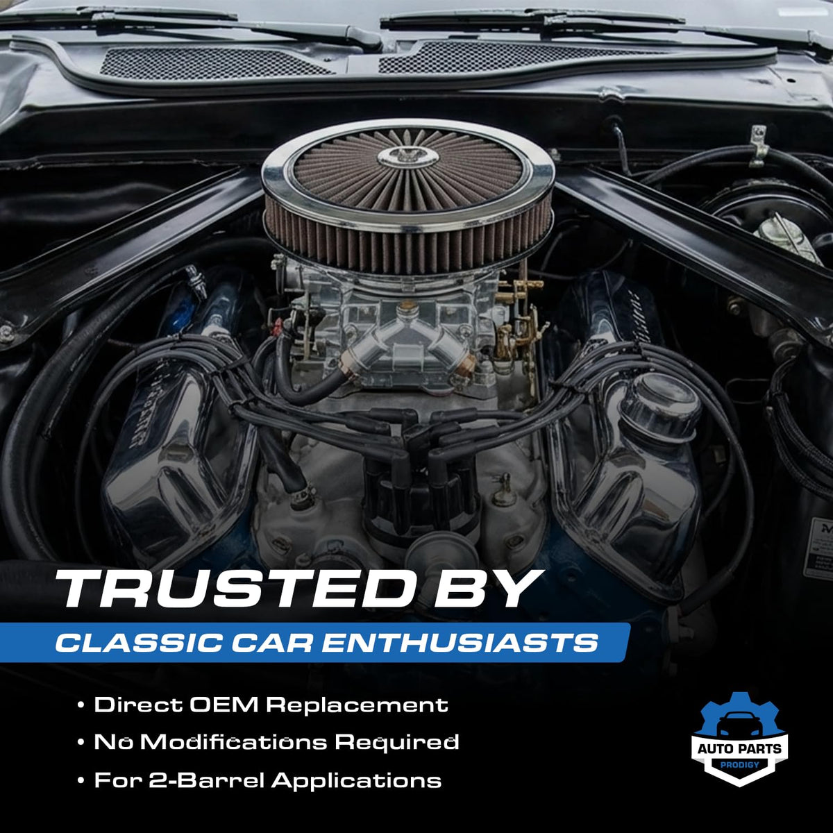 Auto Parts Prodigy mounted on intake demonstrating direct-fit replacement and correct positioning