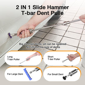 AUTOPDR T-bar slide hammer detail illustrating strong leverage capability