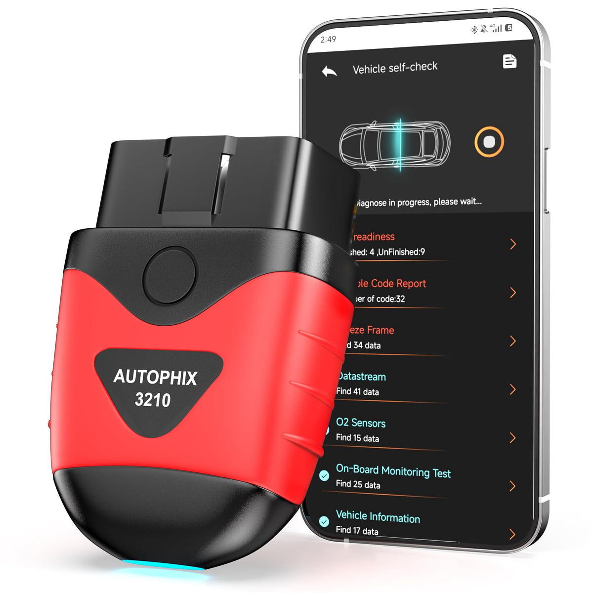 AUTOPHIX 3210 front view showing compact design and durable casing for easy storage