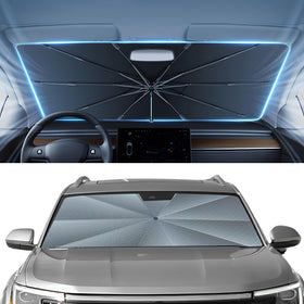 Autorder front view showing fitted sun shade blocking sunlight