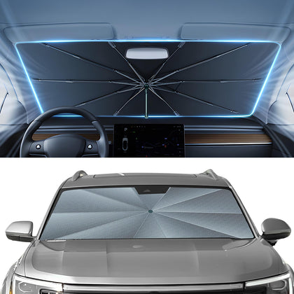 Autorder front view showing fitted sun shade blocking sunlight