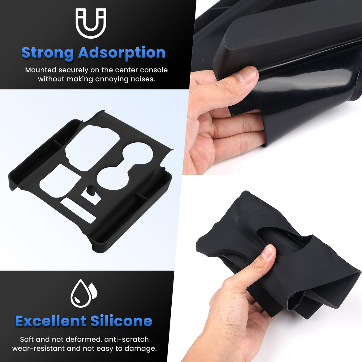 Autorder cutouts aligned with cupholders and buttons for functional access