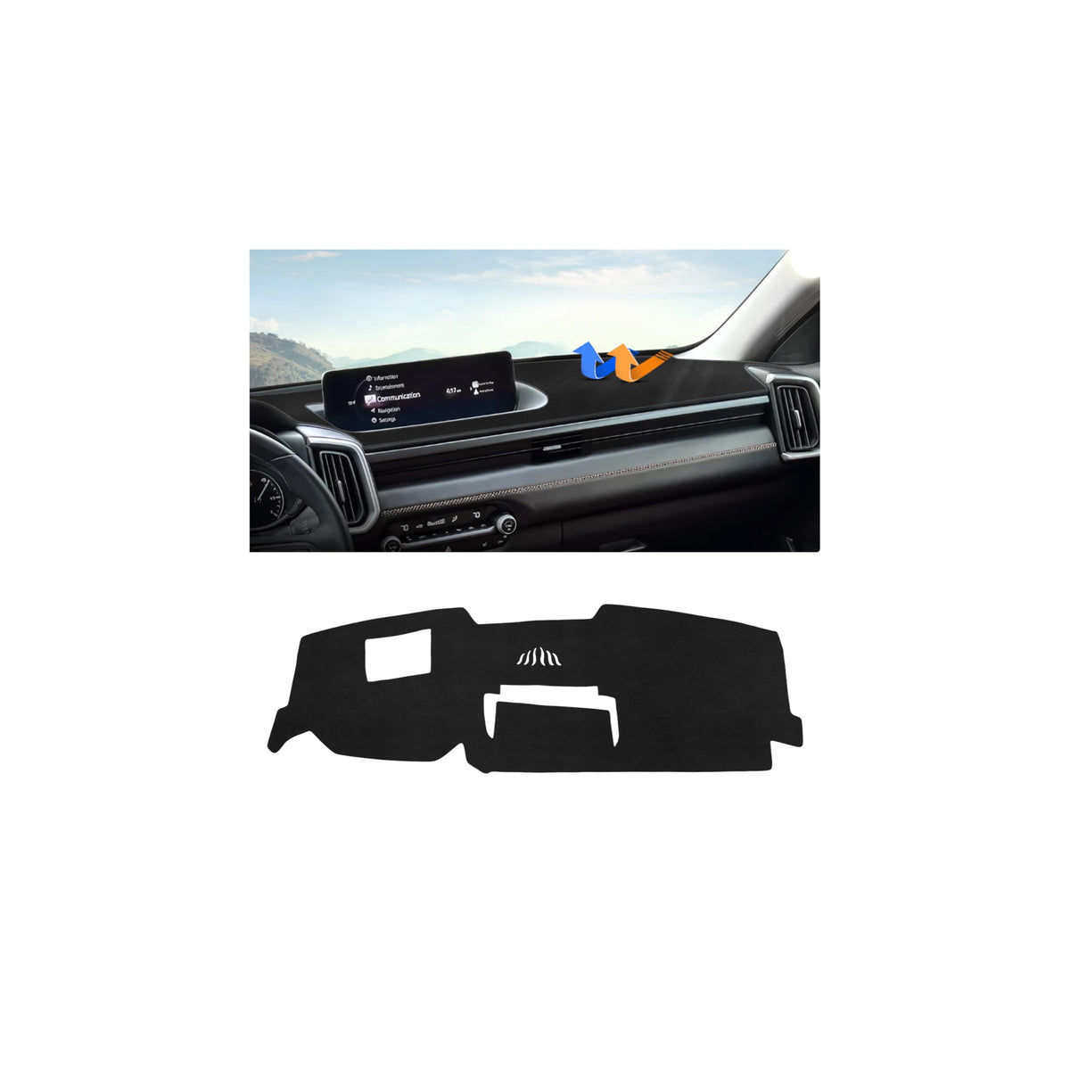 Autorder front dashboard view showing fitted cover and reduced glare benefit