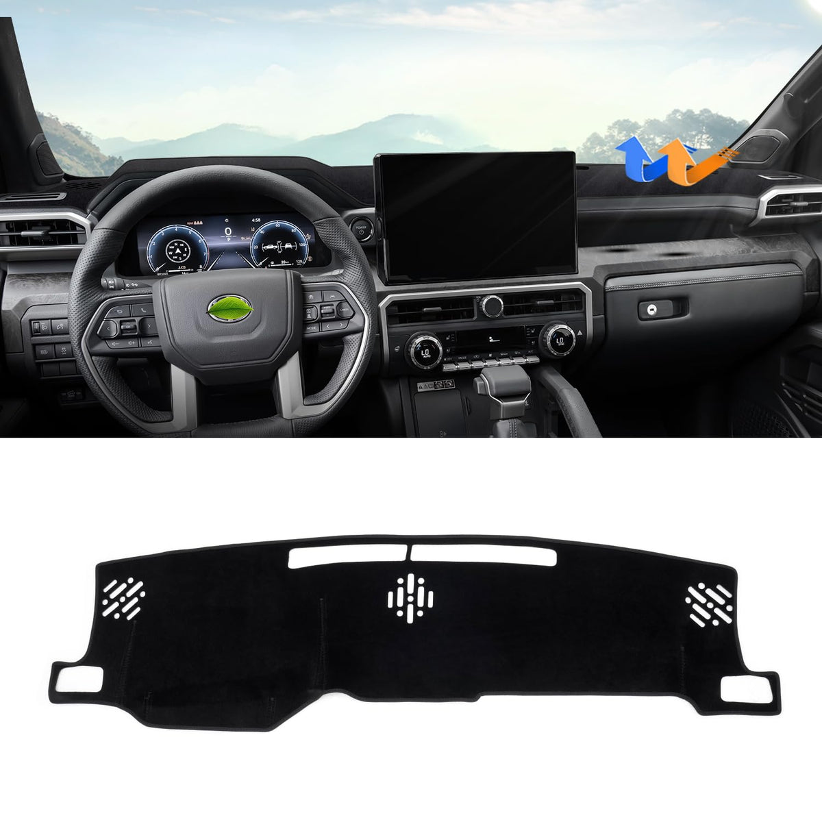 Autorder front view of dash cover showing custom fit and protection