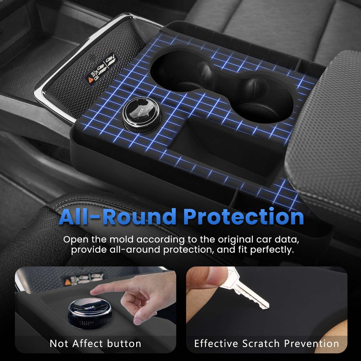 Autorder detailed cutouts for cup holder and buttons preserving functionality