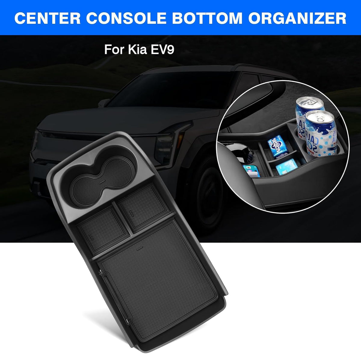 Autorder top view of insert tray revealing layout and storage zones for small items