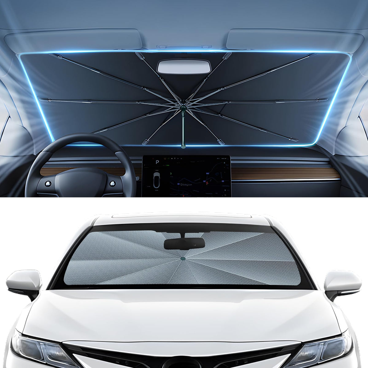 Autorder front packaging for Camry shade showing fit and benefits