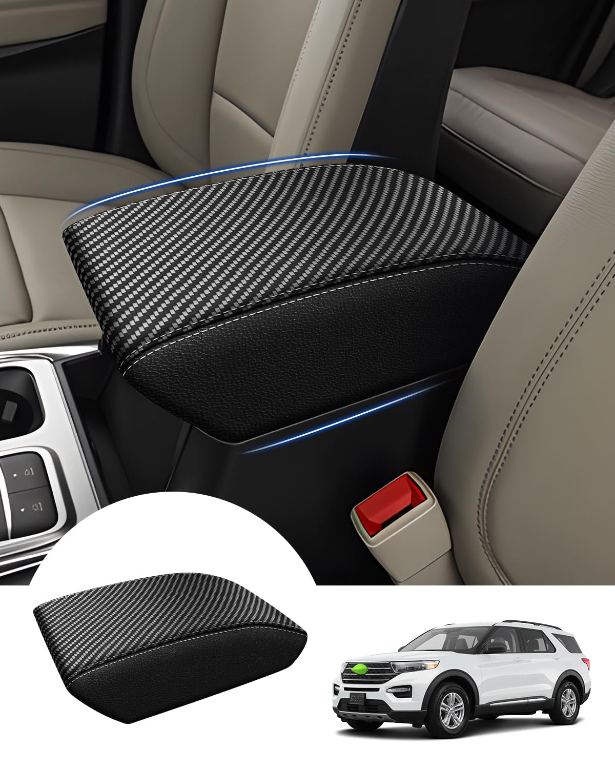 Autorder front view of center console cover showing neat fit and protection