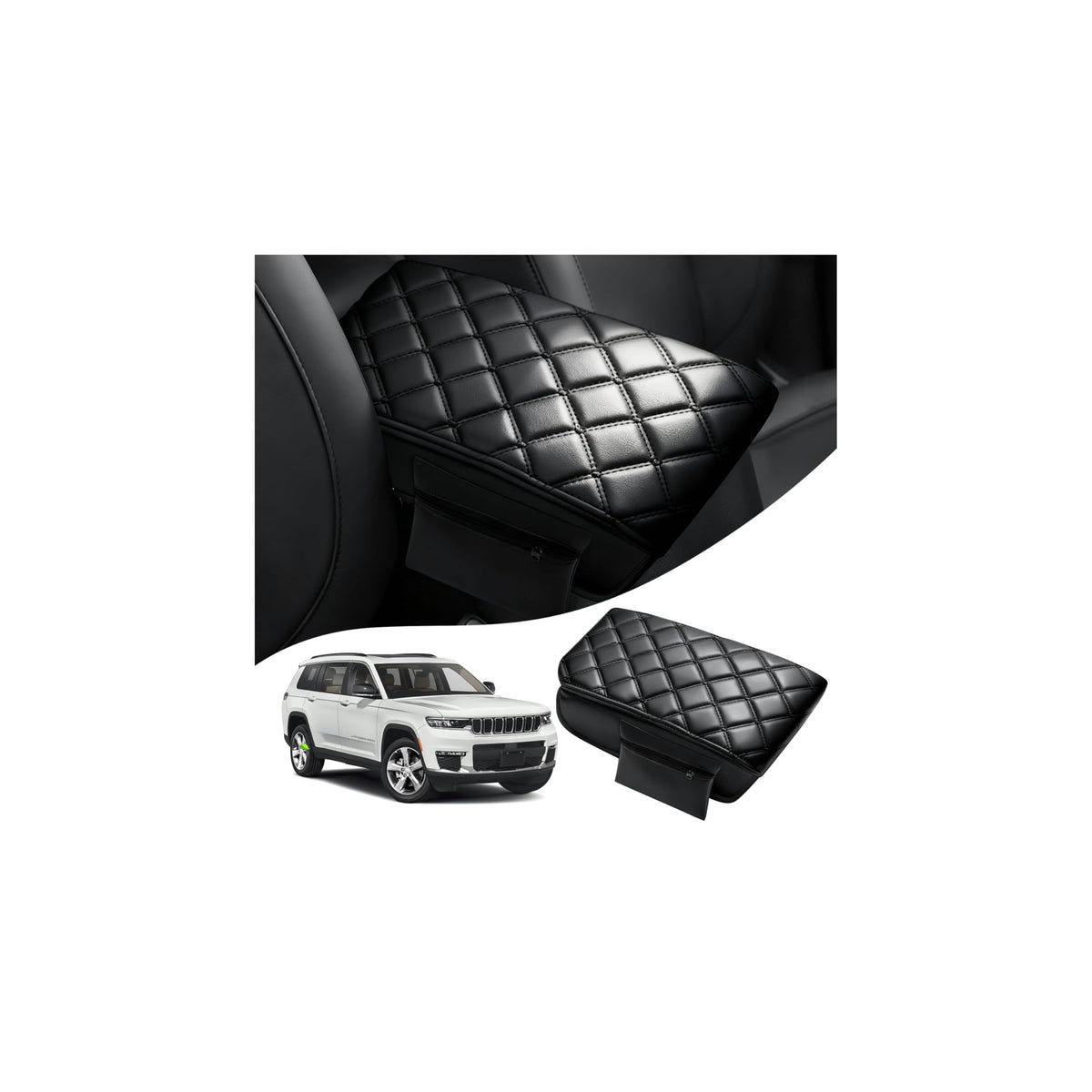 Autorder front view of center console cover showing fit and protection