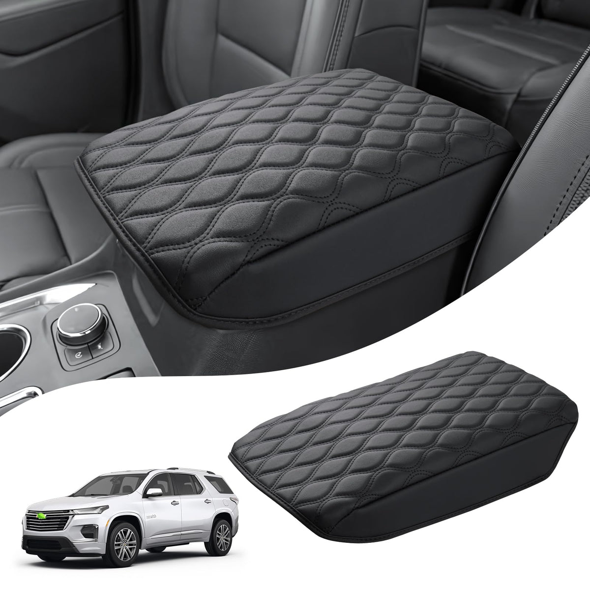 Autorder front view console cover on Traverse adds comfort and protection