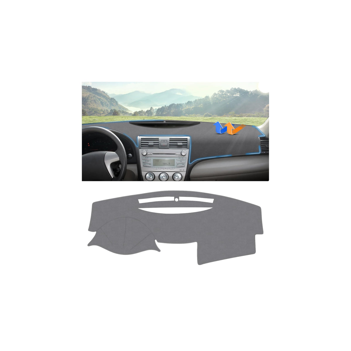 Autorder front view dashboard cover showing clean fit and protection benefits