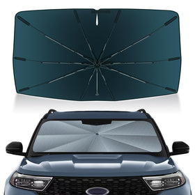 Autorder front view fitted on Explorer windshield showing full coverage and cooling benefit